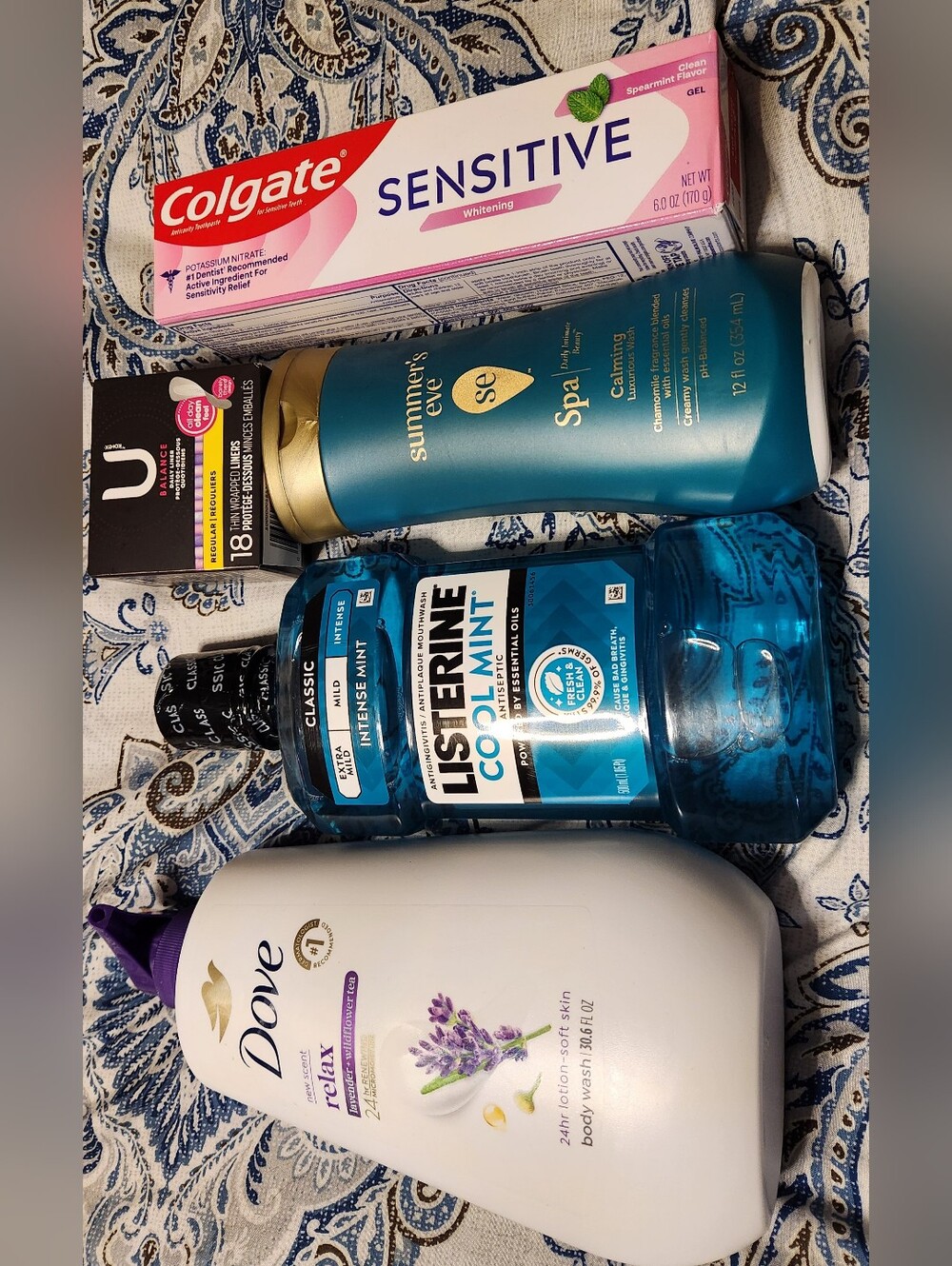 Dove, Listerine, Colgate, Feminine Selfcare Bundle.